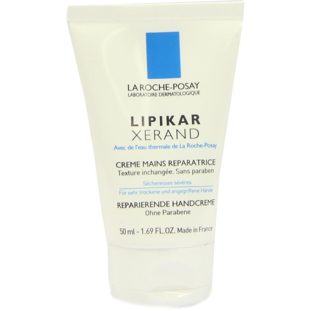 Tube mit reparierender Handcreme für trockene Hände, beige Verpackung, 50 ml.