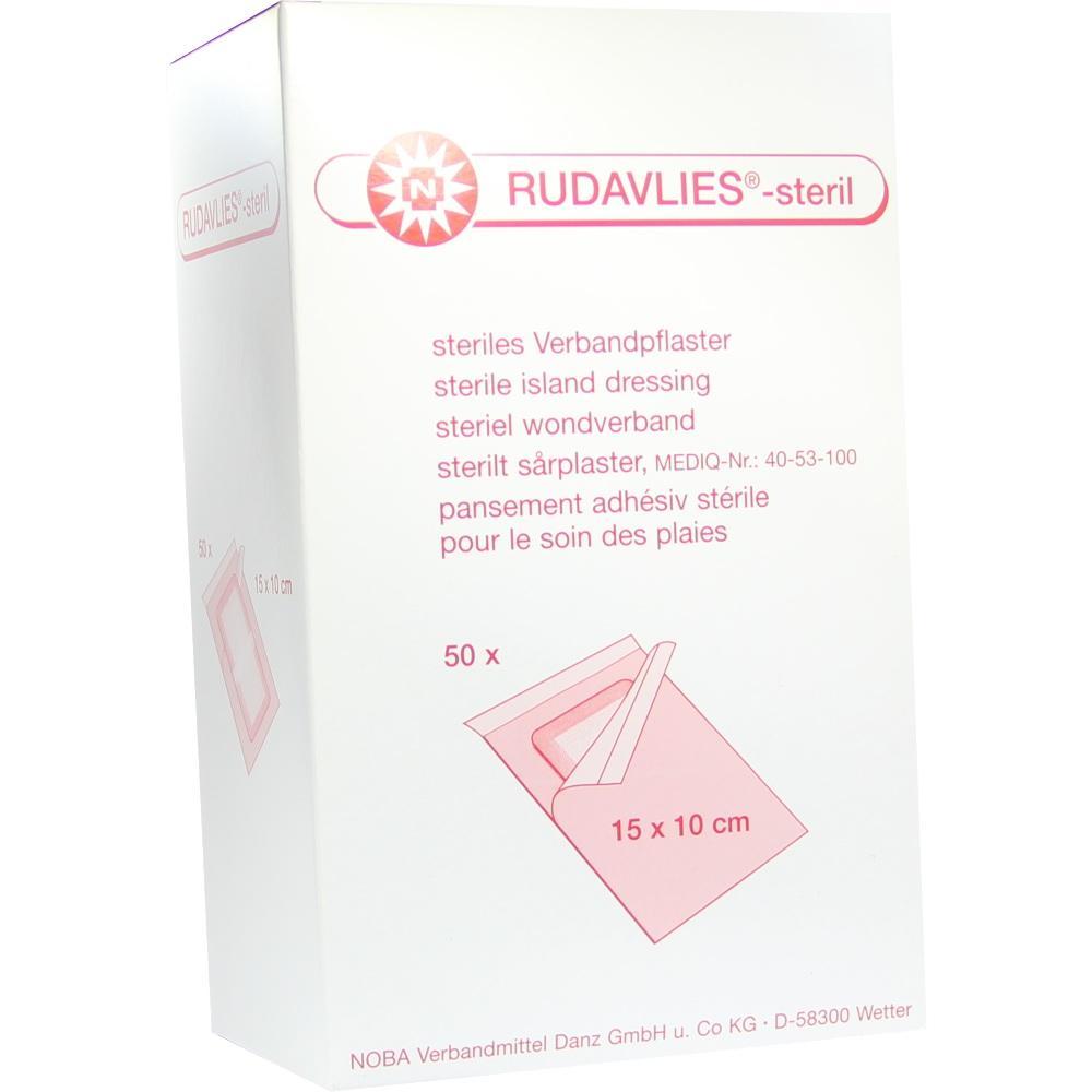 Eine Packung mit sterilen Pflastern der Marke Rudavlies.