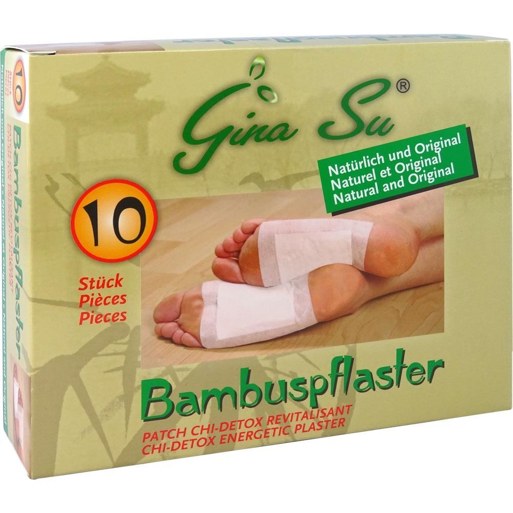 Verpackung von Bambuspflastern mit Bild von F&uuml;&szlig;en, die Pflaster tragen.