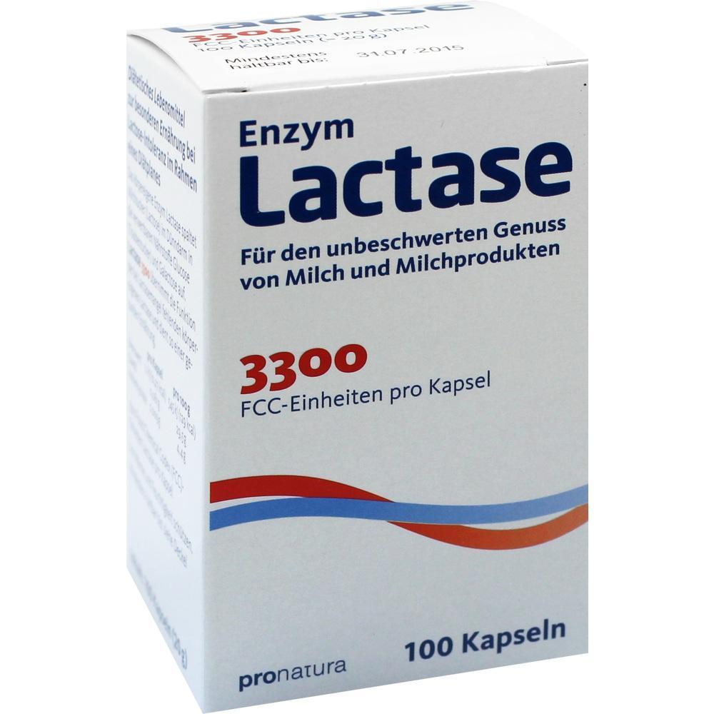 Packung mit Lactase-Kapseln f&uuml;r Menschen mit Laktoseintoleranz.