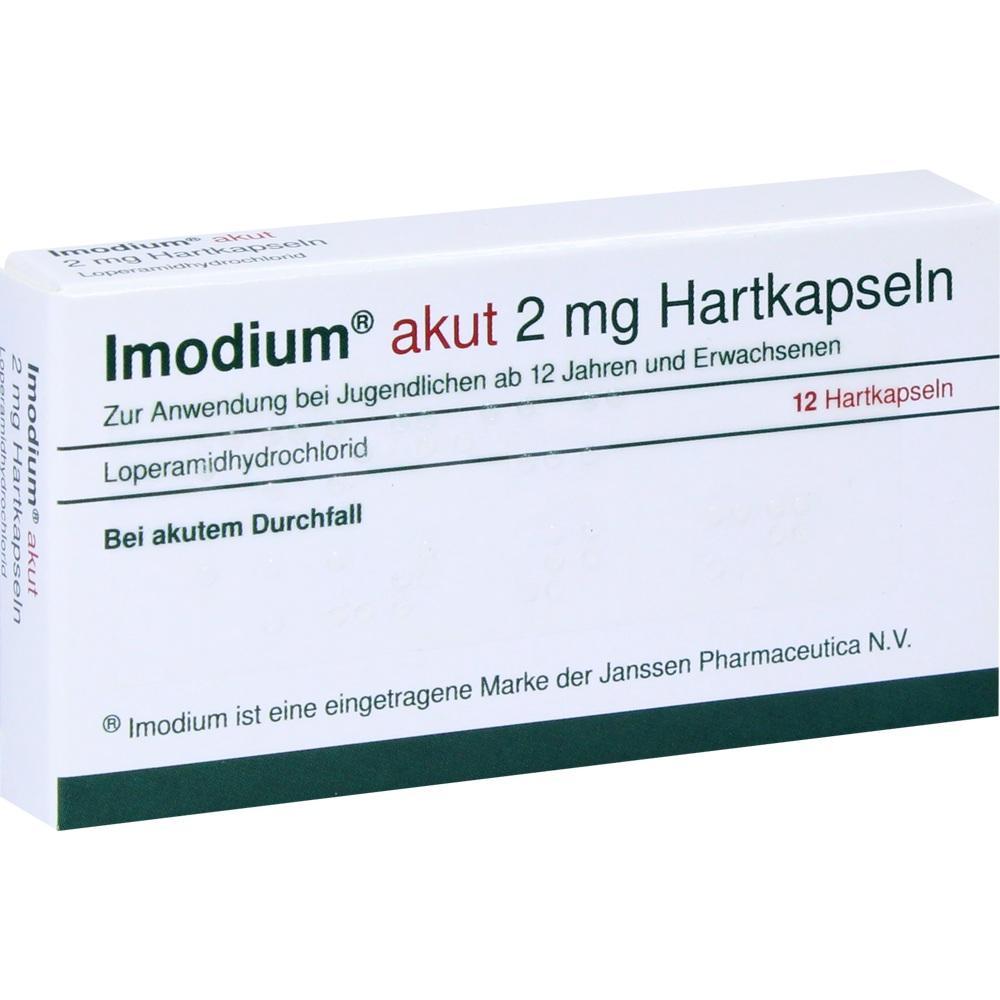 Verpackung von Imodium akut, einem Medikament gegen akuten Durchfall.