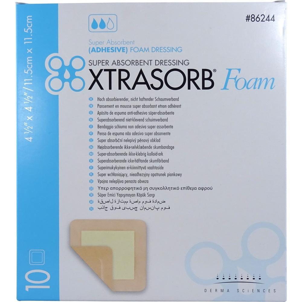 Verpackung einer stark absorbierenden Schaumstoff-Wundauflage namens XTRASORB Foam.