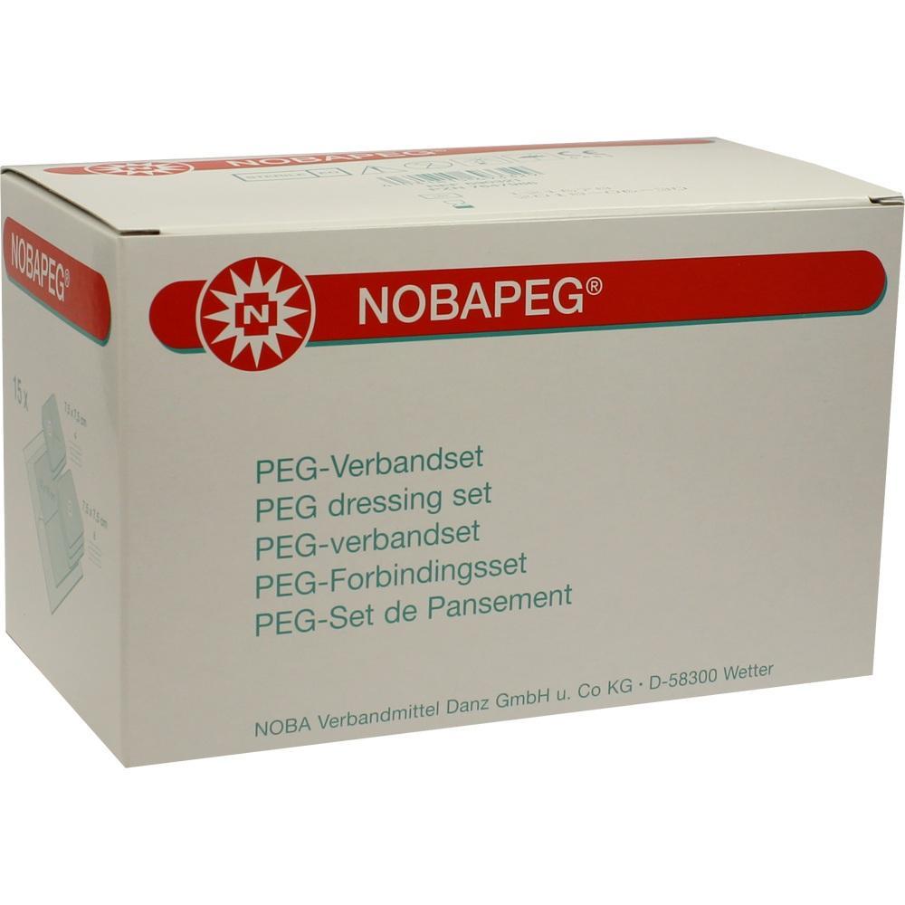 Wei&szlig;e Box mit der Aufschrift "NOBAPEG PEG-Verbandset" in verschiedenen Sprachen.