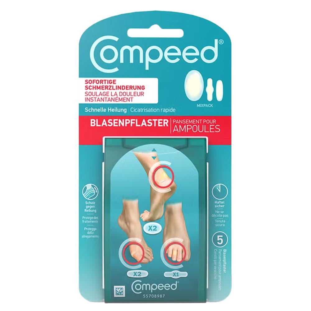 Verpackung für Blasenpflaster von Compeed mit verschiedenen Größen.
