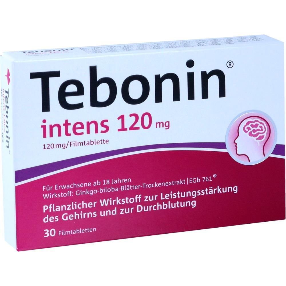 Verpackung von Tebonin Tabletten zur Unterstützung der Gehirnfunktion und Durchblutung.