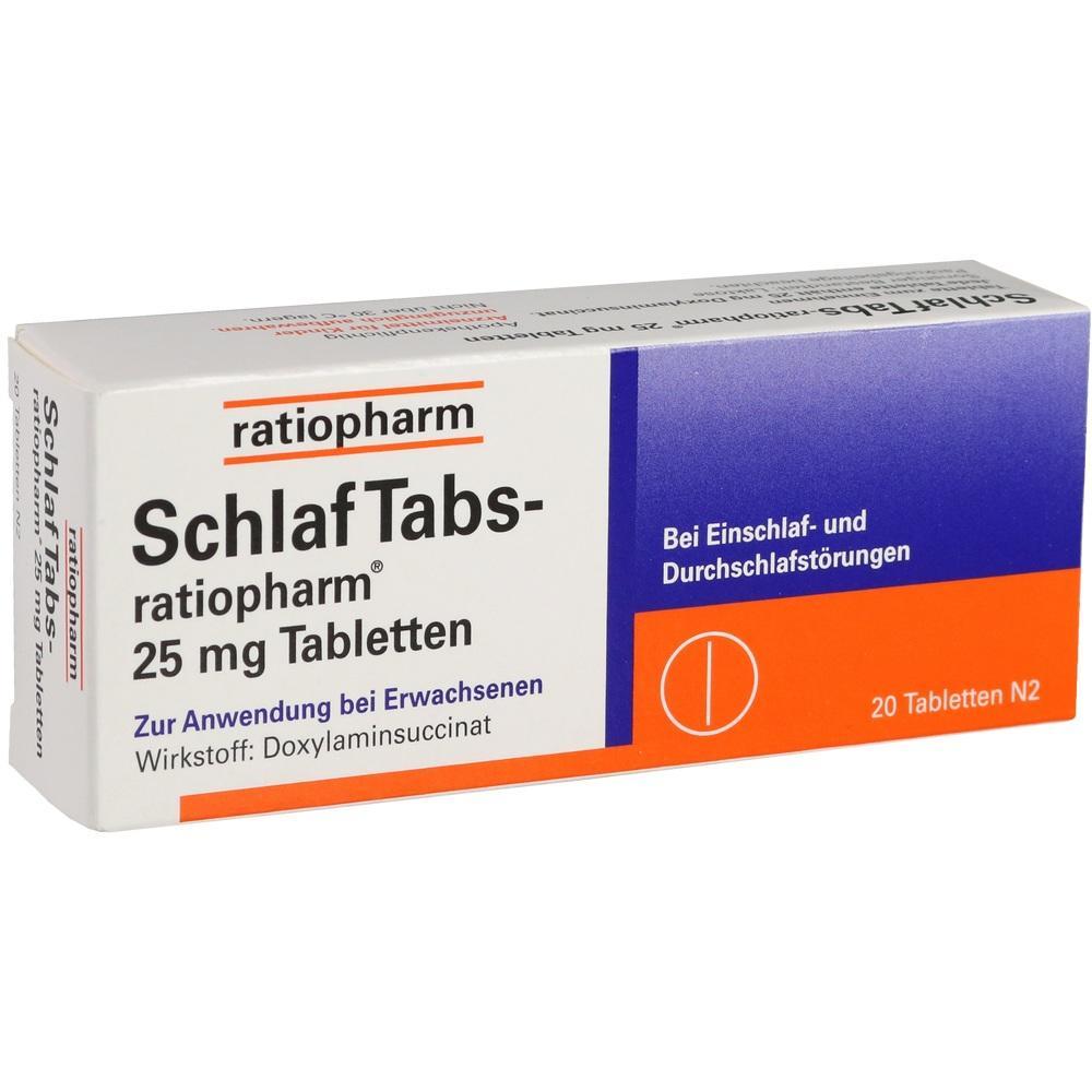 Eine Packung Tabletten für Schlafprobleme von Ratiopharm.