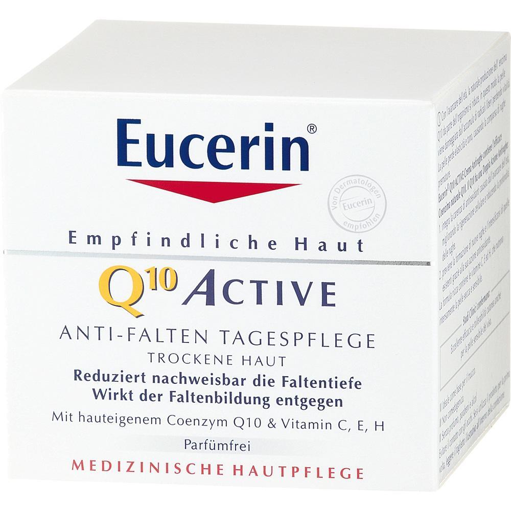 Schachtel mit Eucerin Anti-Falten Tagescreme für empfindliche Haut.