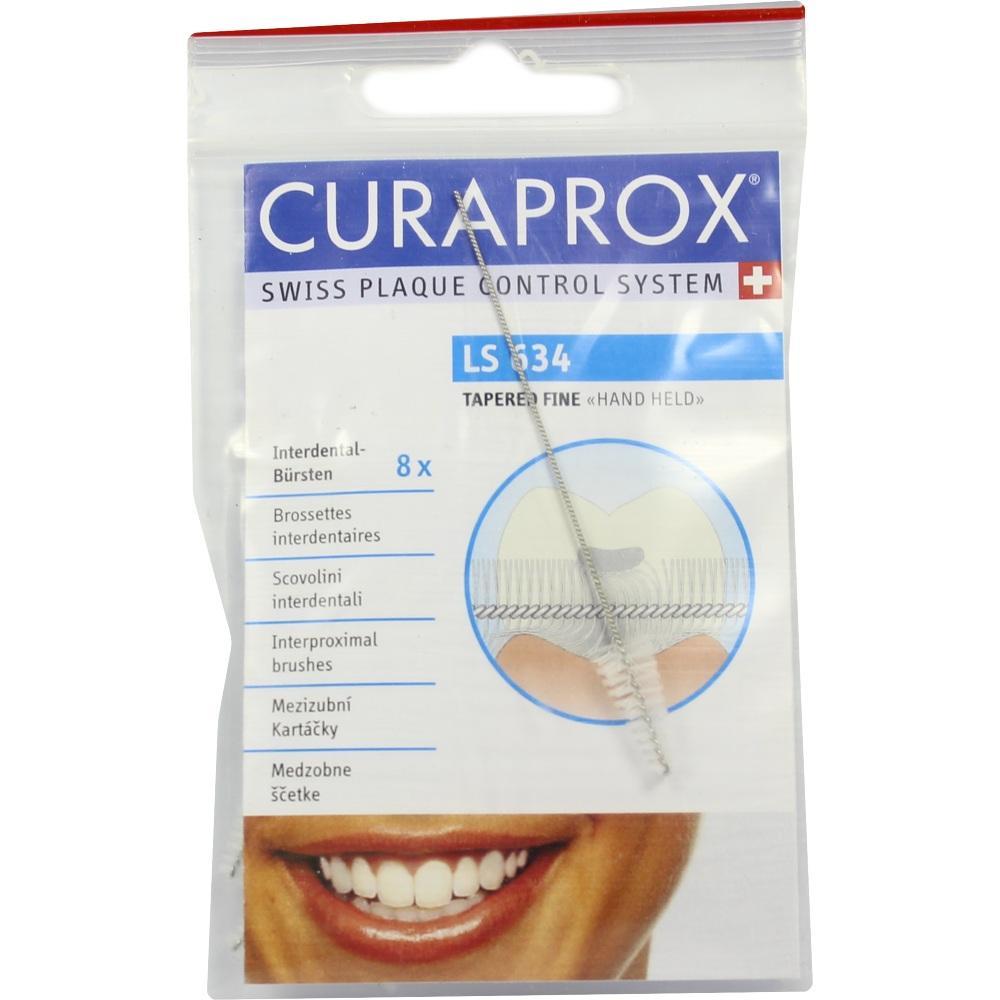 Verpackung von Interdentalb&uuml;rsten der Marke Curaprox mit sichtbarer B&uuml;rste und l&auml;chelnder Mund.