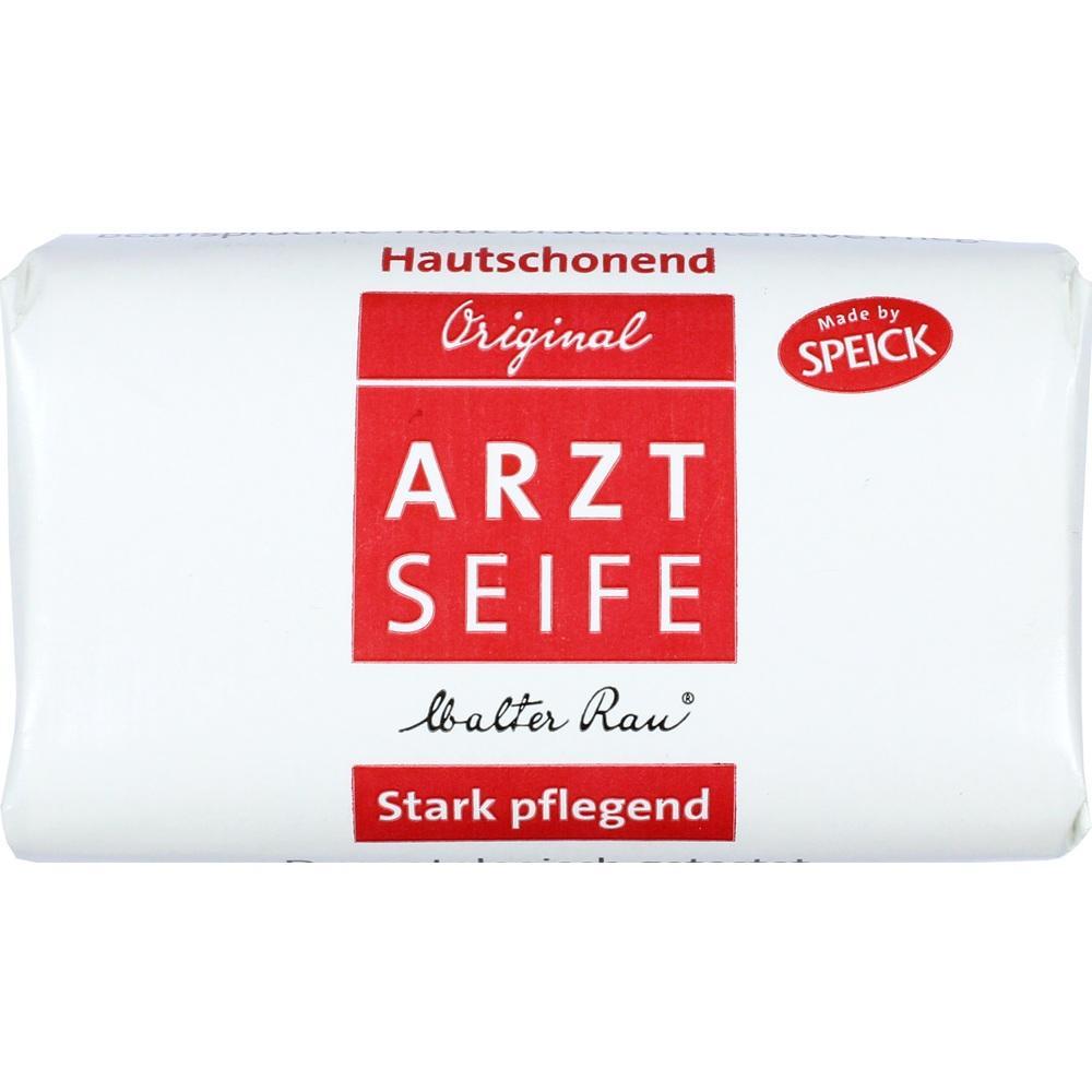 Eine Packung mit Arztseife von Speick, die hautschonend und pflegend ist.