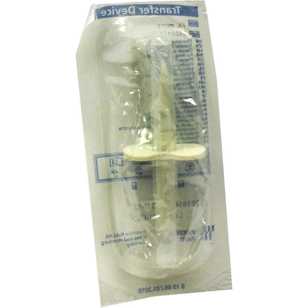 Eine verpackte medizinische Spritze in einer durchsichtigen Plastikhülle.