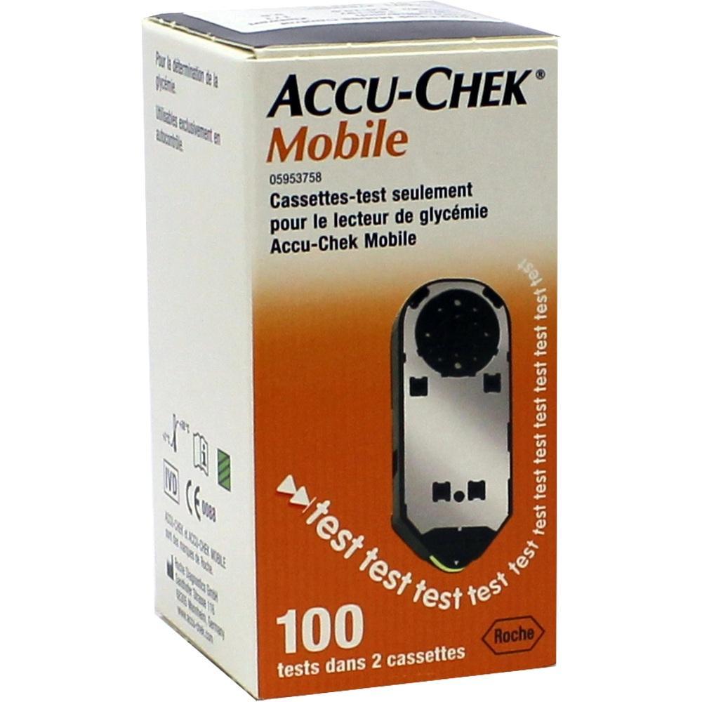 Verpackung von Accu-Chek Mobile-Testkassetten f&uuml;r Blutzuckermessungen.