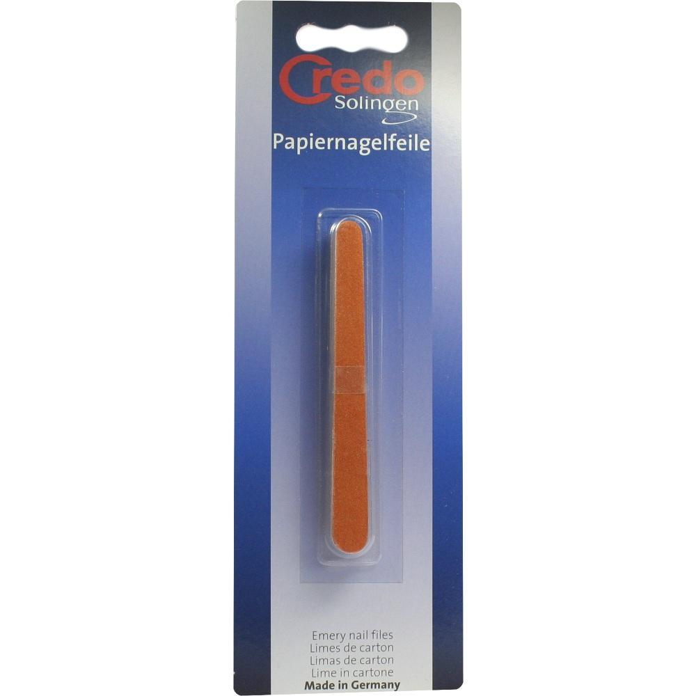 Eine orange Nagelfeile ist in einer blauen Verpackung.