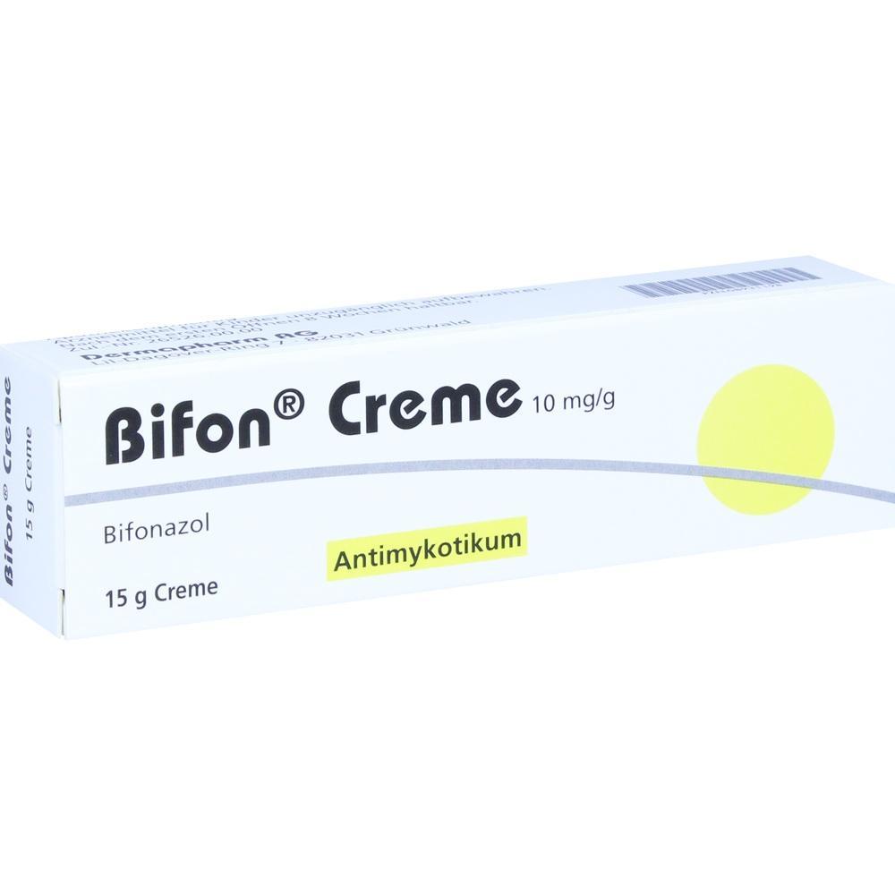 Eine Packung Bifon Creme zur Behandlung von Pilzinfektionen.