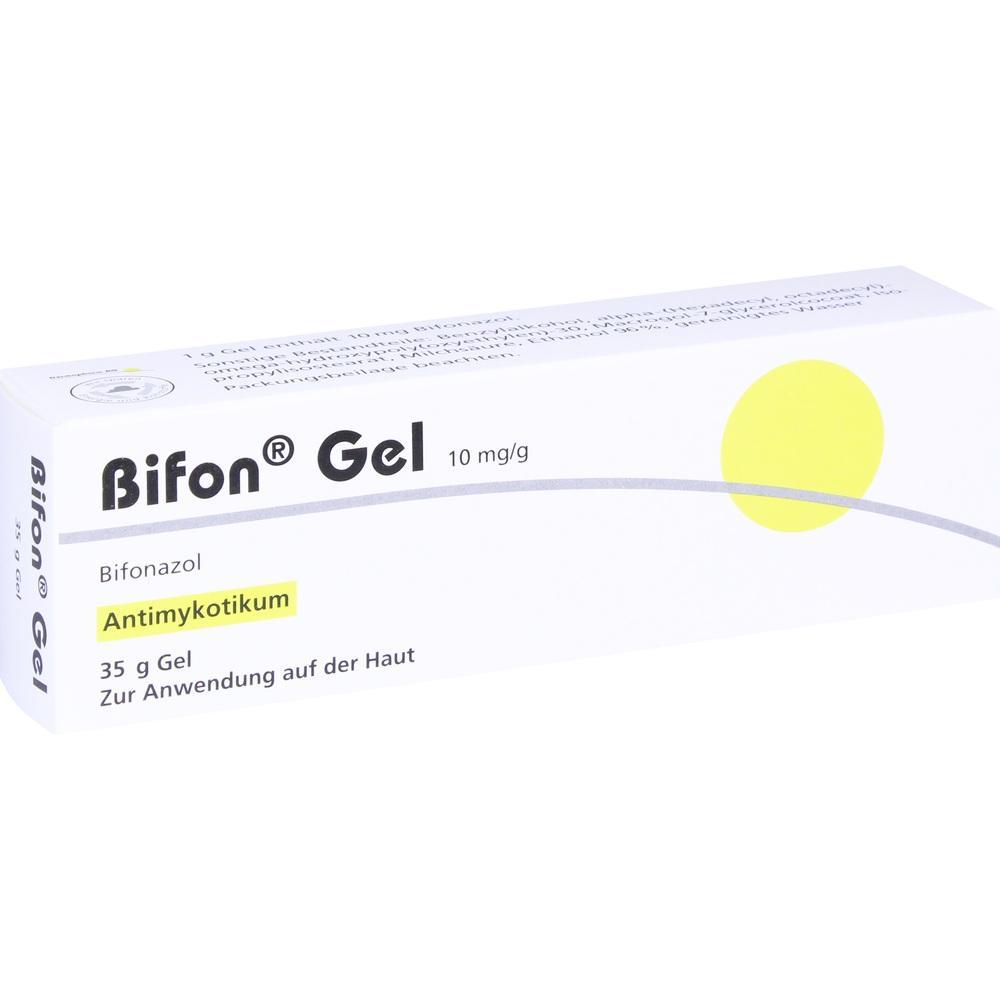 Schachtel von Bifon Gel, einem Antimykotikum für die Haut.