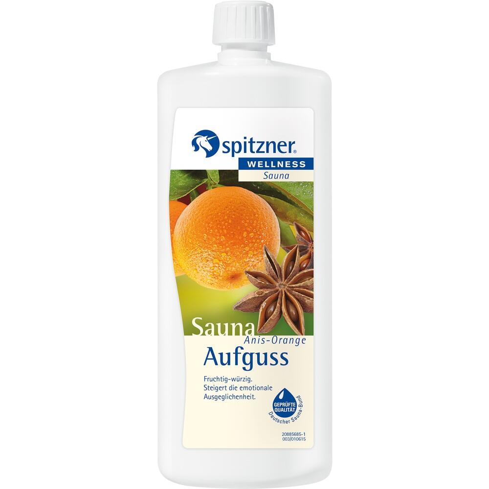 Eine Flasche Sauna-Aufguss mit Anis-Orange Duft.