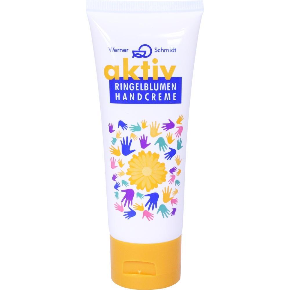 Eine Handcreme-Tube mit bunten H&auml;nden und einer gelben Blume.