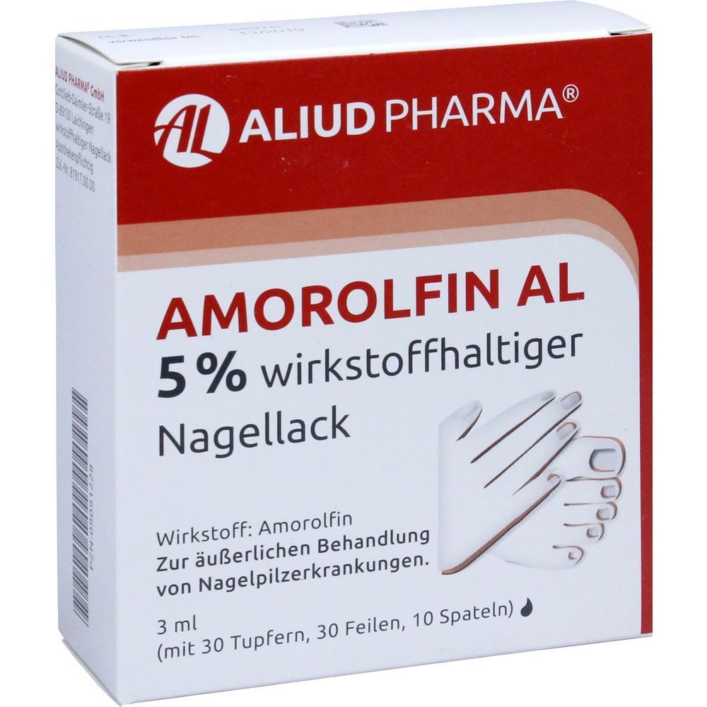 Verpackung von Amorolfin Nagellack zur Behandlung von Nagelpilz.
