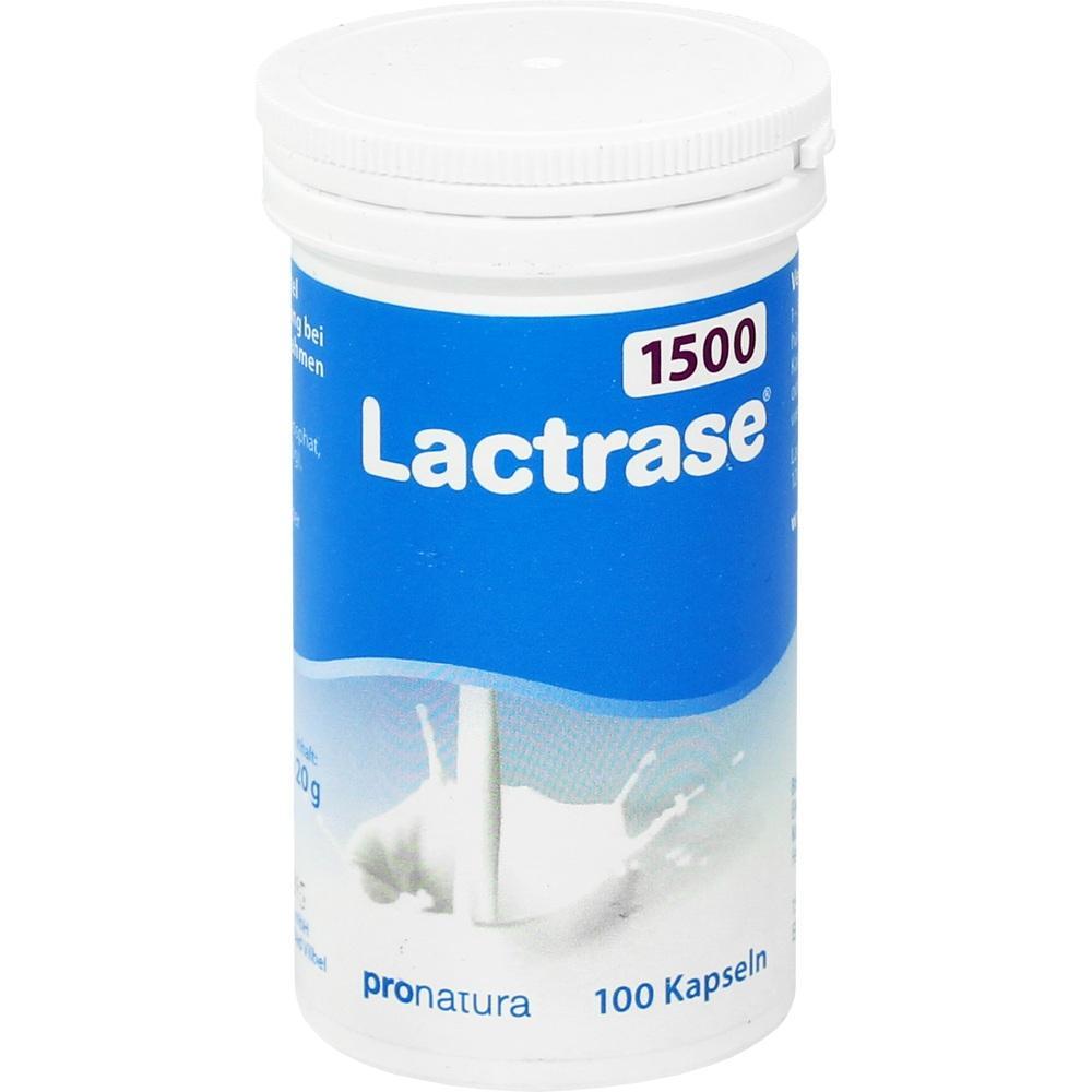 Wei&szlig;e Dose mit blauem Etikett f&uuml;r Lactrase-Kapseln, 100 St&uuml;ck.