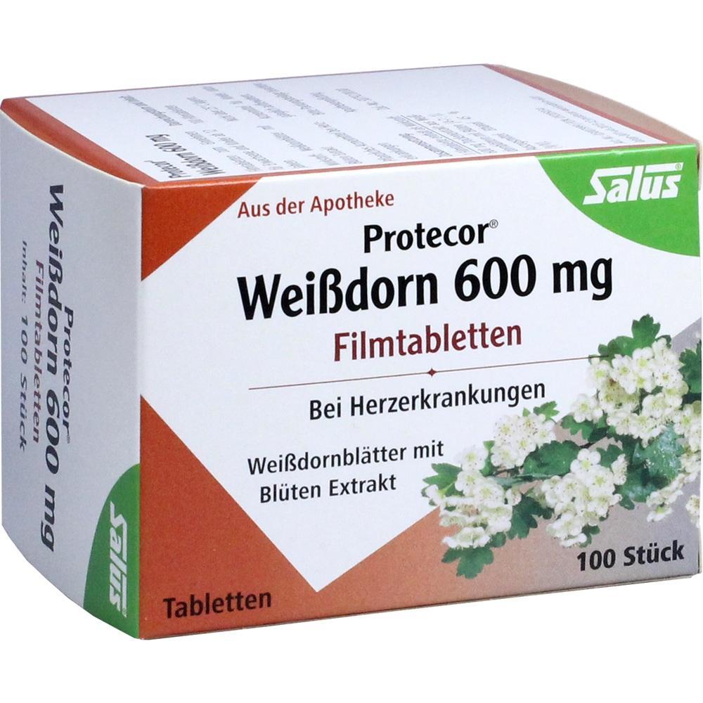 Verpackung von Wei&szlig;dorn-Tabletten mit Bl&uuml;tenmotiv und Infos zur Anwendung bei Herzkrankheiten.