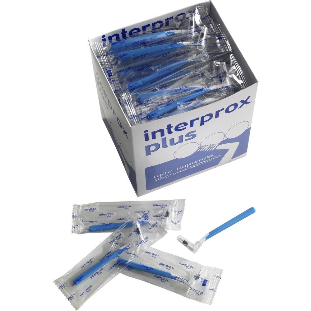 Eine Box voller einzeln verpackter, kleiner blauer Zahnb&uuml;rsten.