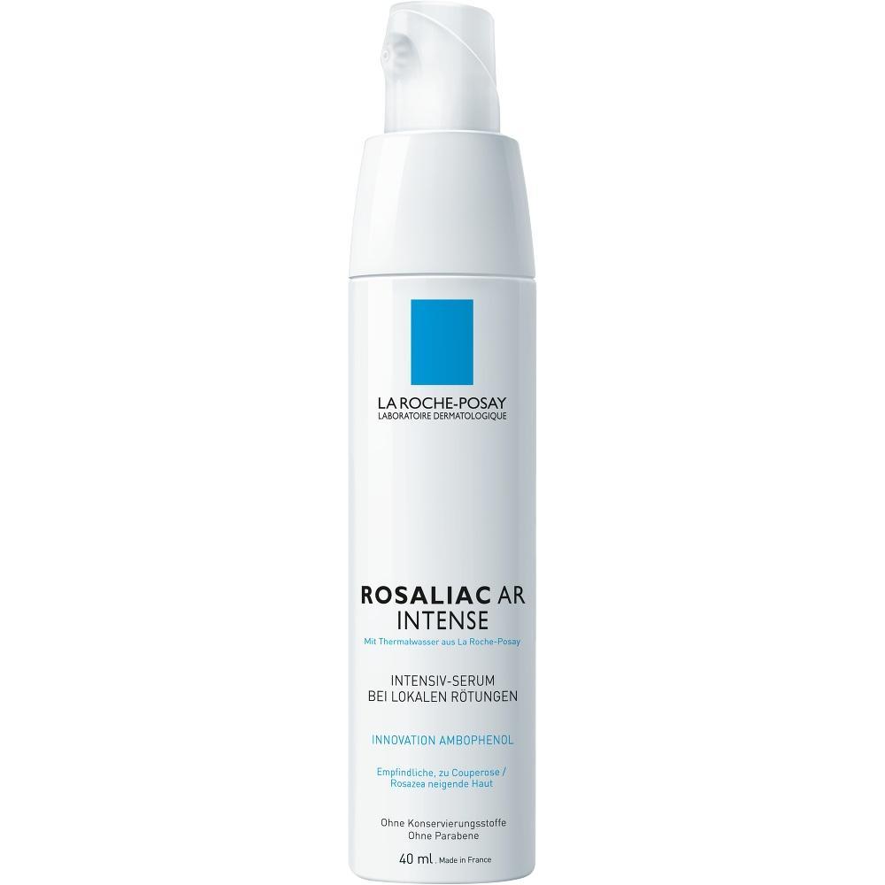 Eine weiße Flasche mit La Roche-Posay Rosaliac AR Intense Serum gegen Hautrötungen.