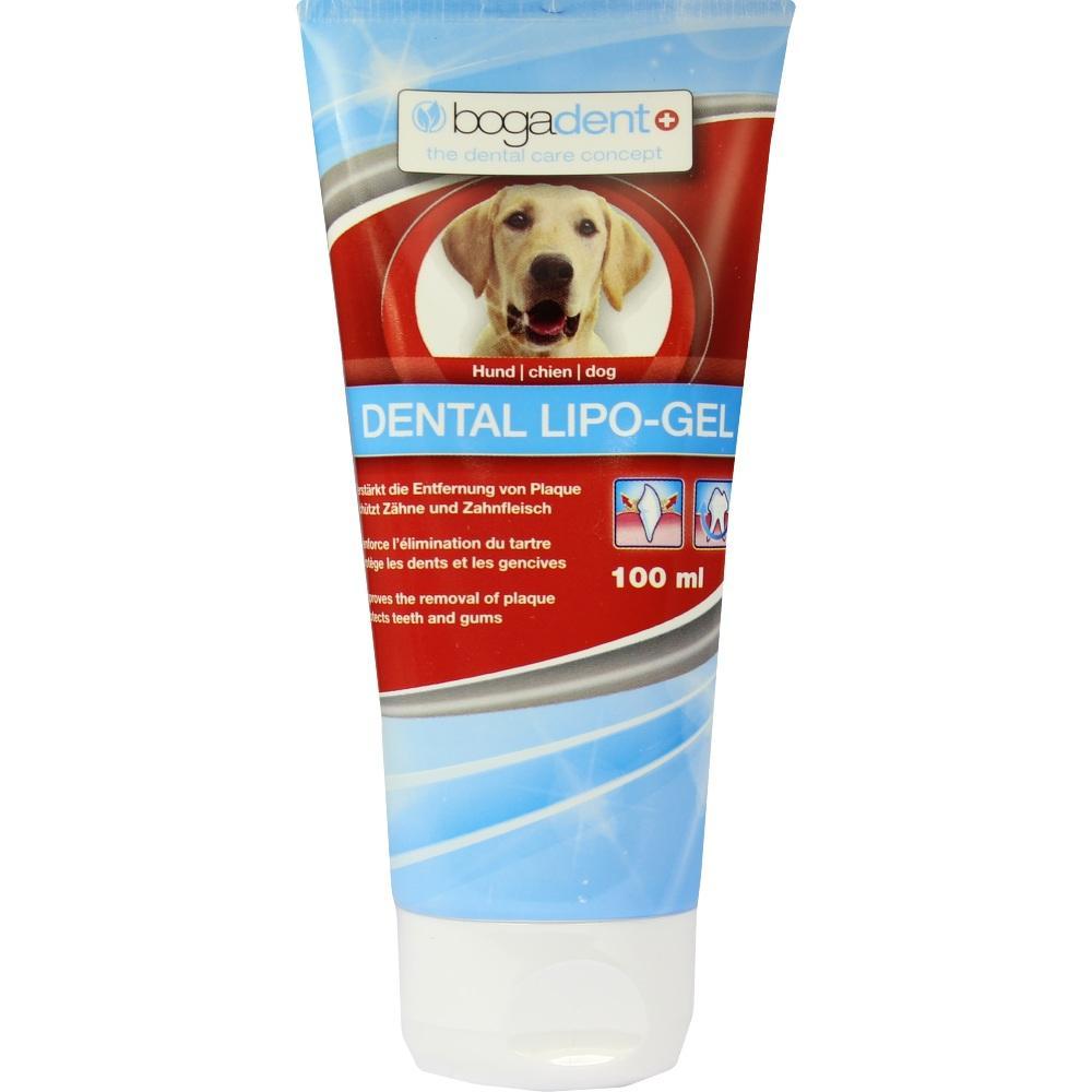 Eine Tube Zahnpflege-Gel f&uuml;r Hunde mit einem Hundebild auf der Verpackung.