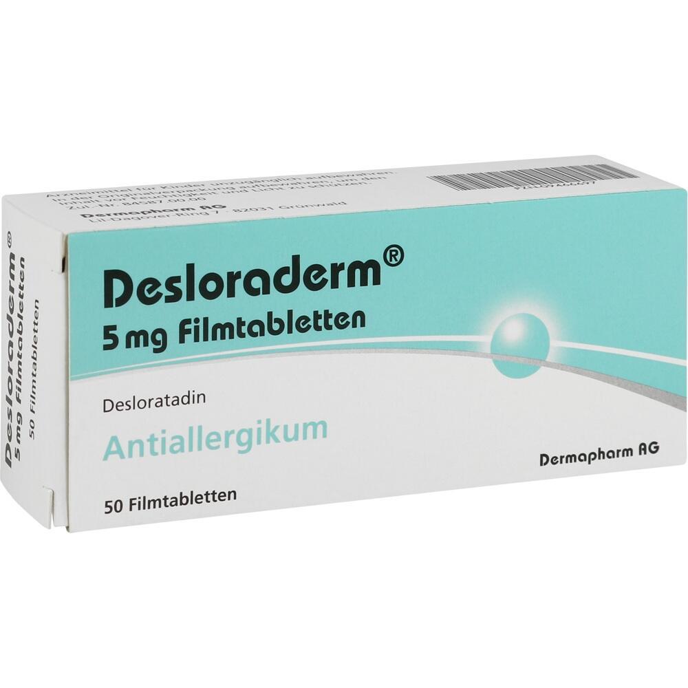 Eine Packung Desloraderm Tabletten gegen Allergien.