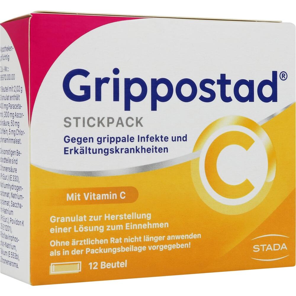 Packung Grippostad-Stickpack zur Behandlung von Erkältungen, mit Vitamin C.