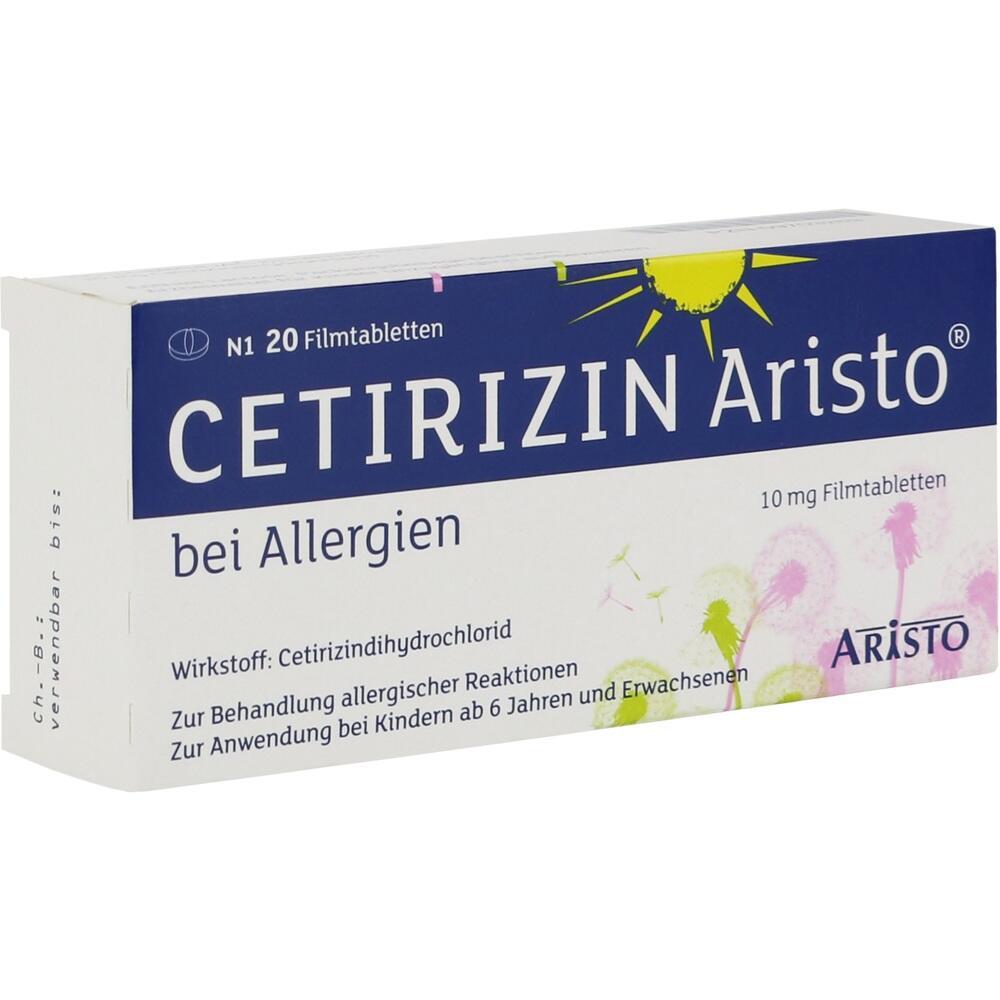 Packung Cetirizin-Tabletten gegen Allergien.
