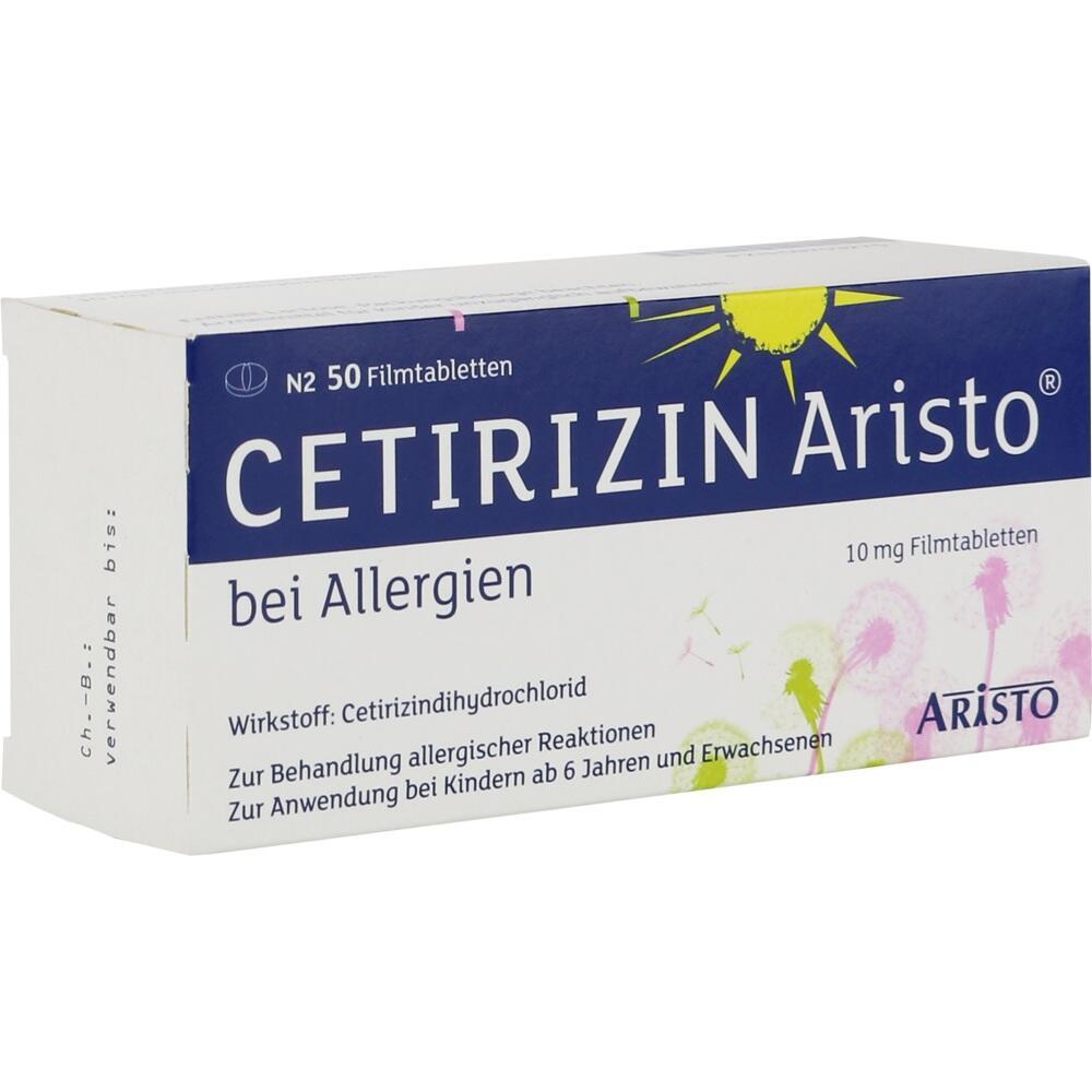 Packung Cetirizin Aristo, ein Medikament gegen Allergien.