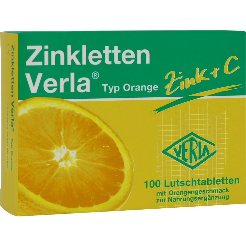 Eine Verpackung Zinktabletten mit Orangengeschmack.