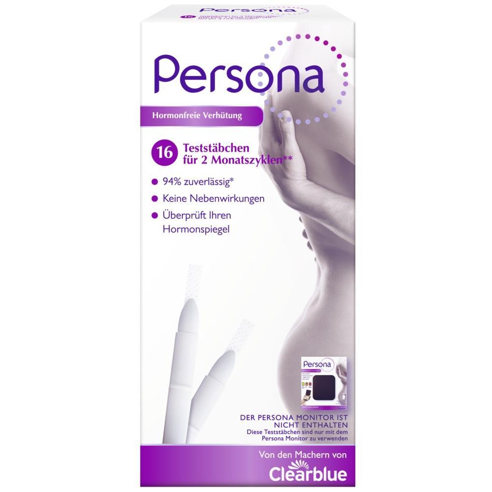 Weiße Verpackung von Persona, hormonfreie Verhütung mit Teststäbchen.