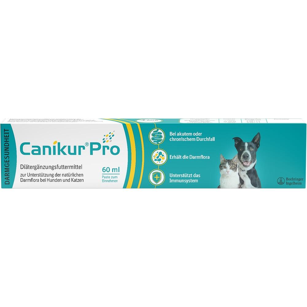 Eine Packung Canikur Pro f&uuml;r Hunde und Katzen zur Unterst&uuml;tzung der Darmgesundheit.