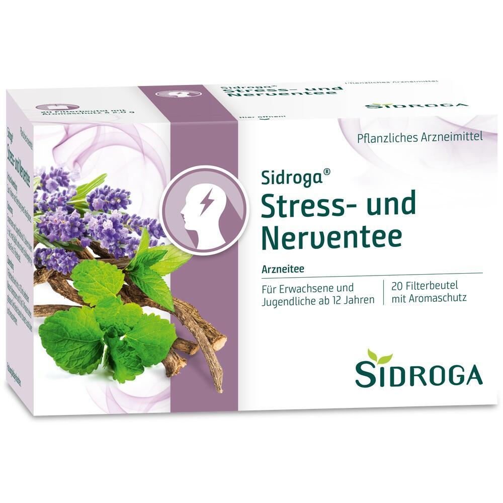Verpackung von Sidroga Stress- und Nerventee mit Lavendel- und Minzbl&auml;ttern.