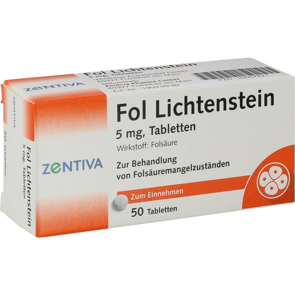 Eine Packung Fols&auml;ure-Tabletten zur Behandlung von Mangelzust&auml;nden.