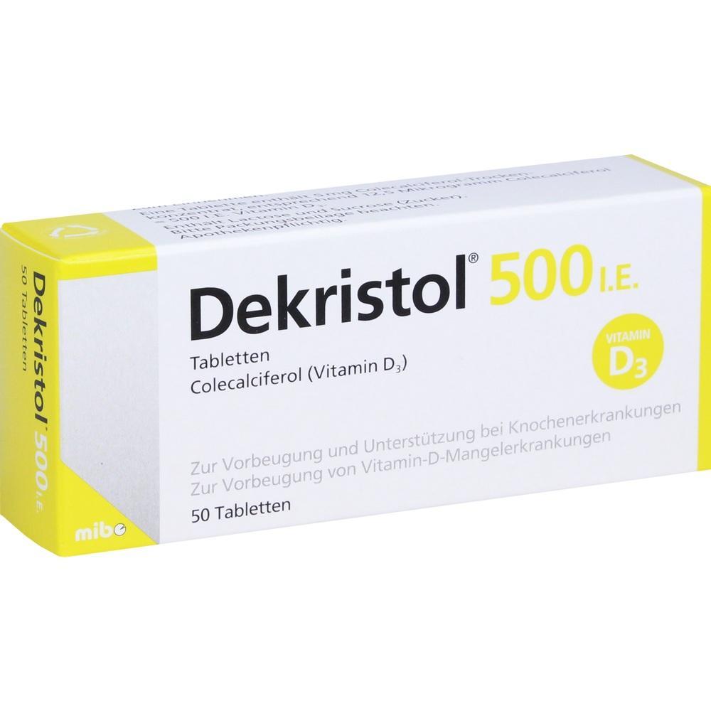 Packung mit Vitamin D3-Tabletten zur Unterst&uuml;tzung der Knochengesundheit.