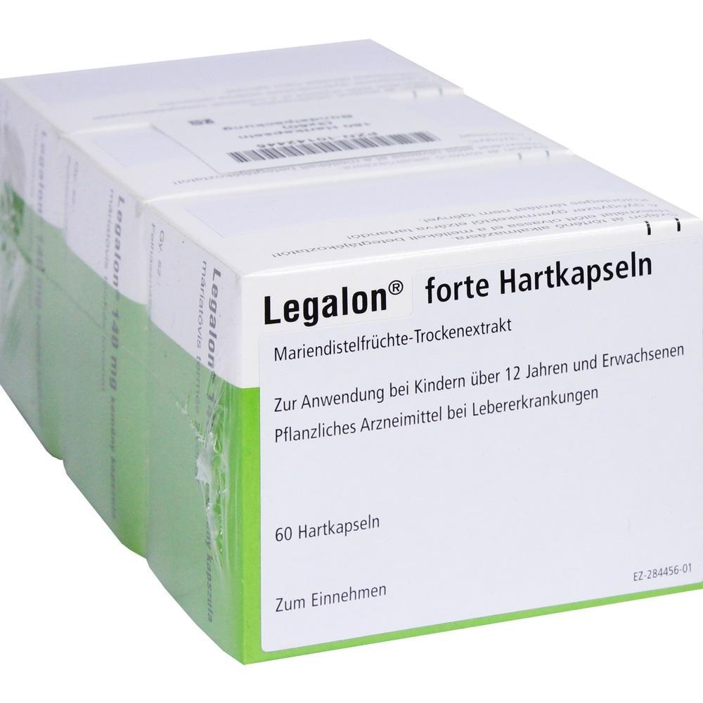 Eine Packung Legalon forte Hartkapseln zur Leberunterst&uuml;tzung.