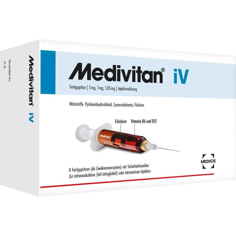 Eine Packung mit einer Fertigspritze f&uuml;r Vitamin-B-Injektionen.