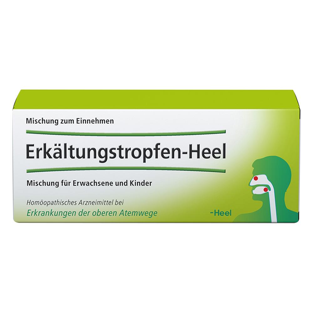 Eine gr&uuml;ne Packung mit Erk&auml;ltungstropfen f&uuml;r Erwachsene und Kinder.