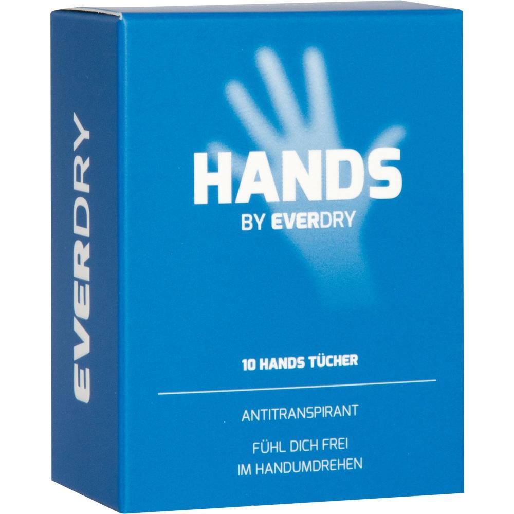 Blaue Verpackung mit der Aufschrift "Hands by Everdry".