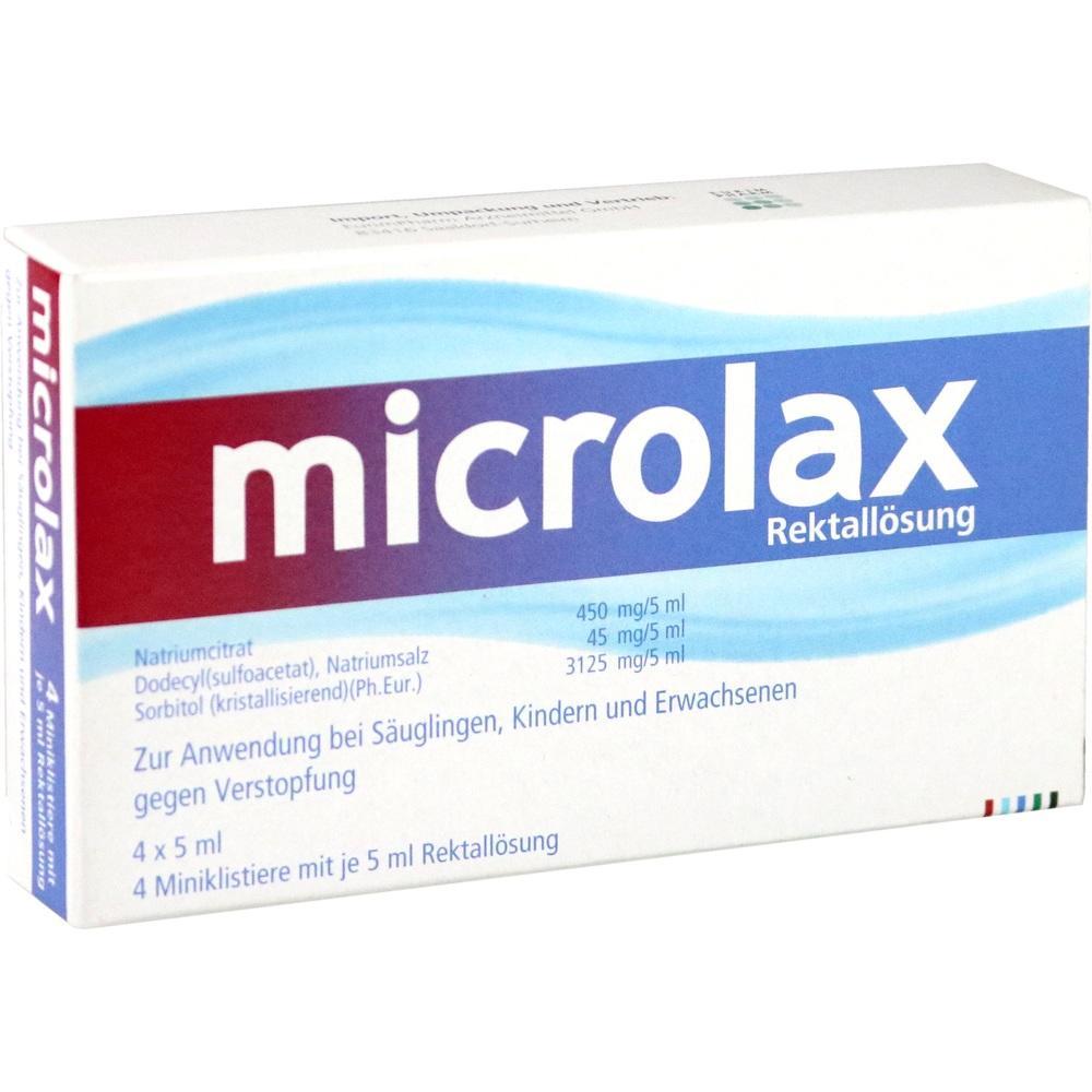 Eine Schachtel mit "Microlax" Rektall&ouml;sung f&uuml;r Verstopfung.