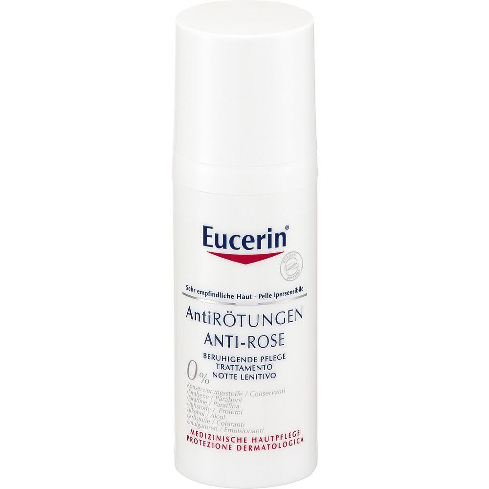 Wei&szlig;e Flasche mit Eucerin Anti-R&ouml;tungen Creme f&uuml;r empfindliche Haut.