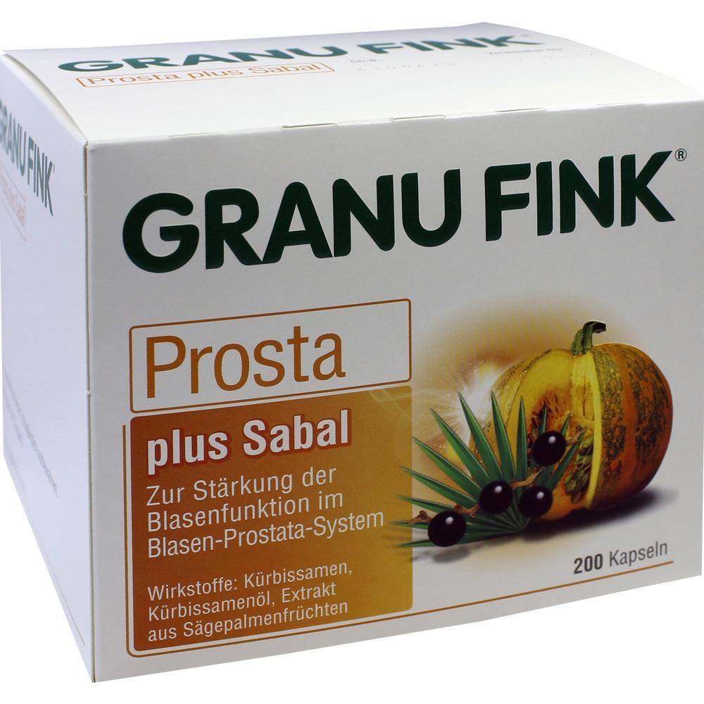 Eine Packung Granu Fink Prosta plus Sabal Kapseln zur Unterst&uuml;tzung der Blasenfunktion.