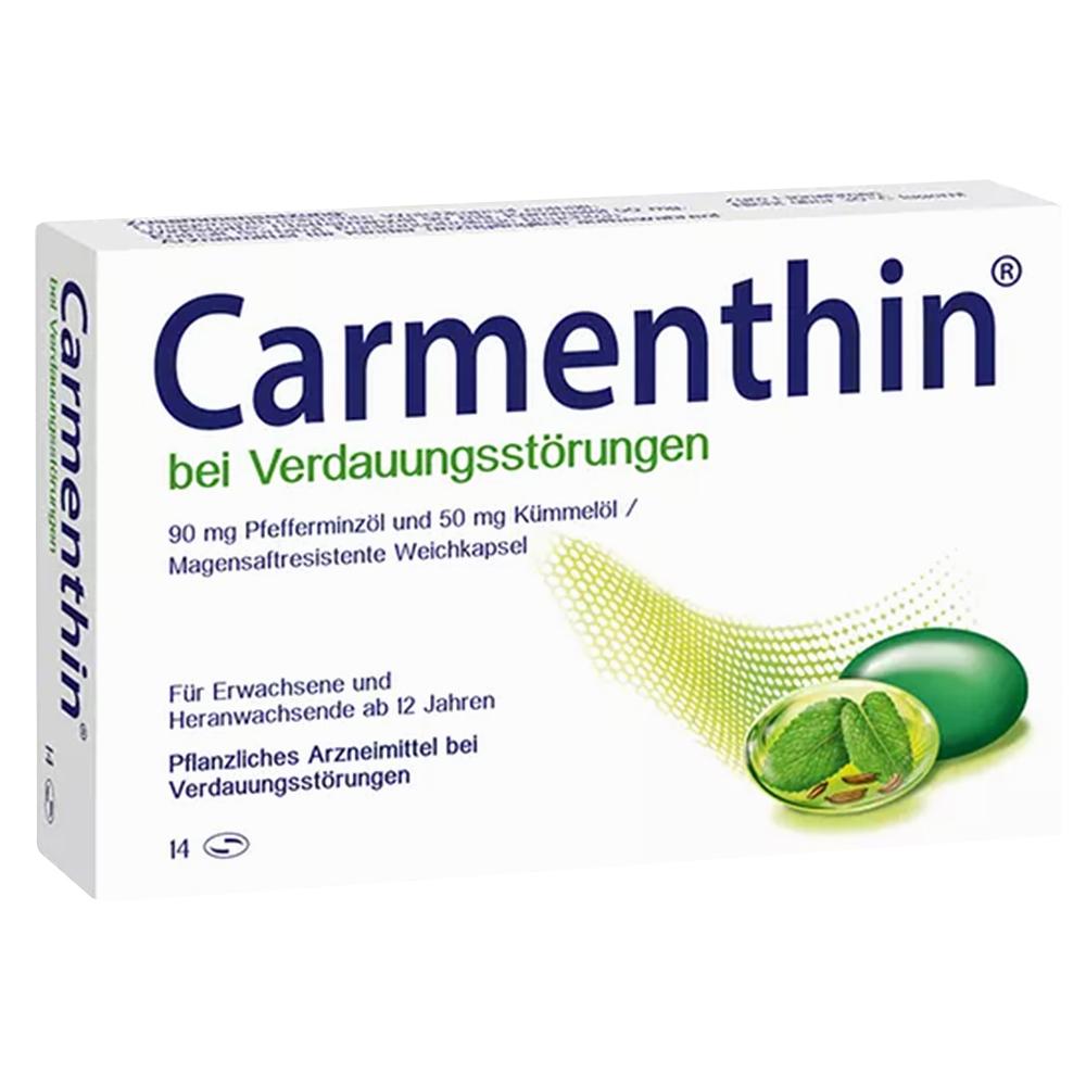 Packung von Carmethin, einem pflanzlichen Mittel gegen Verdauungsst&ouml;rungen.