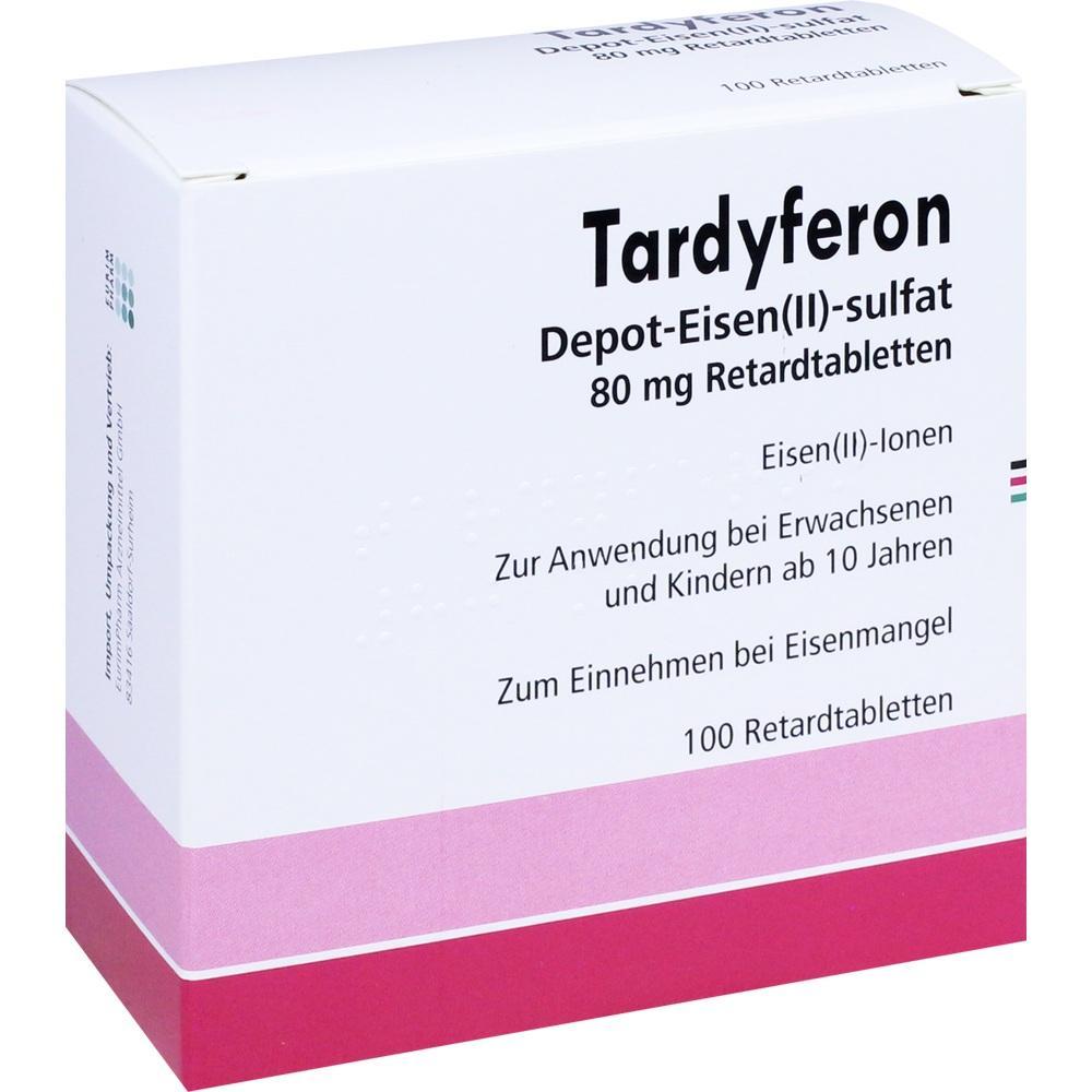 Eine Medikamentenpackung namens Tardyferon gegen Eisenmangel.