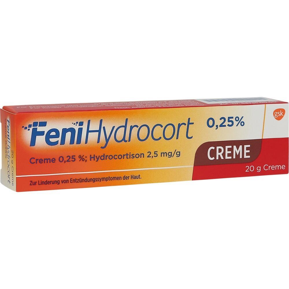 Eine Box Fenihydrocort Creme zur Linderung von Hautentzündungen.