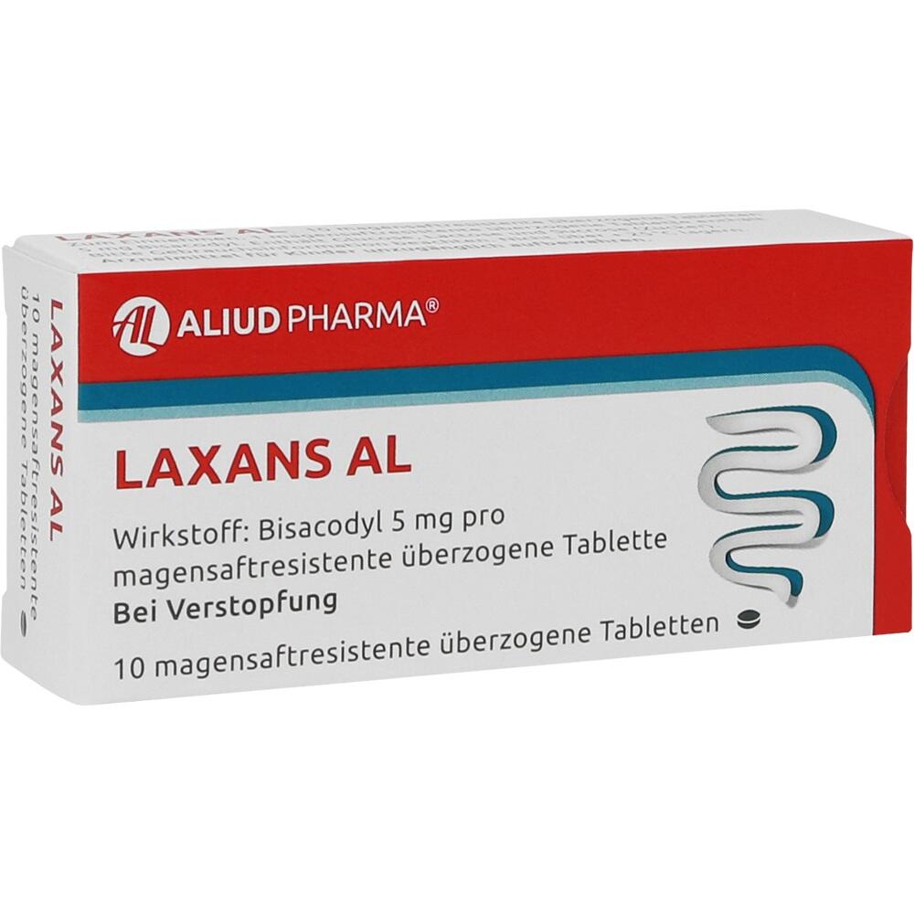 Packung von Laxans AL Tabletten gegen Verstopfung.