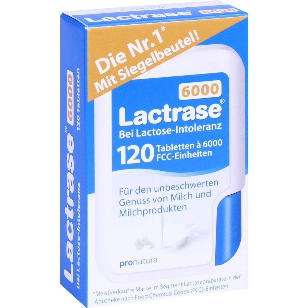 Eine Packung Lactrase-Tabletten f&uuml;r Menschen mit Laktose-Intoleranz.