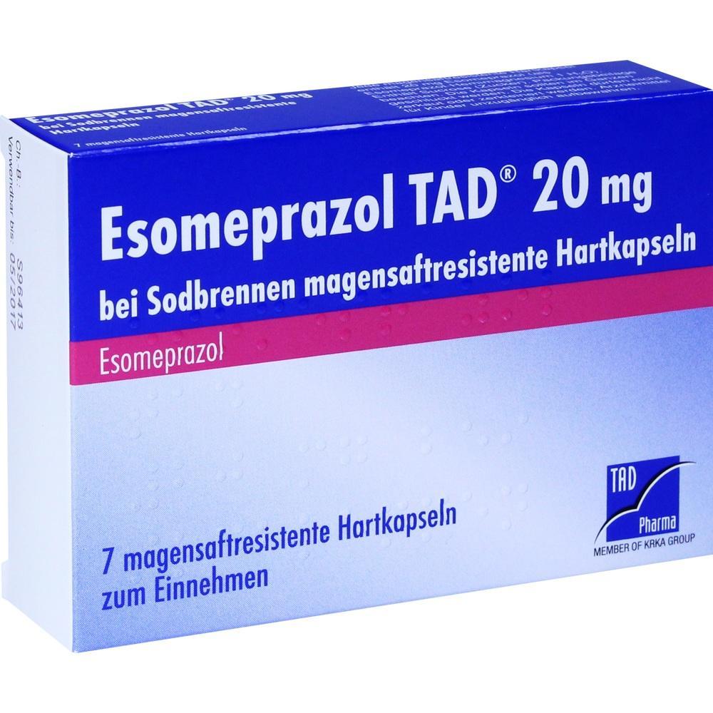 Verpackung von Esomeprazol Hartkapseln gegen Sodbrennen.