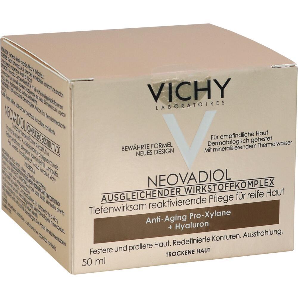 Goldene Verpackung einer Vichy Anti-Aging-Creme f&uuml;r trockene und reife Haut.